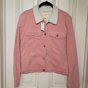 Dusty rose corduroy jacket with sherpa lining. New with tags, size M